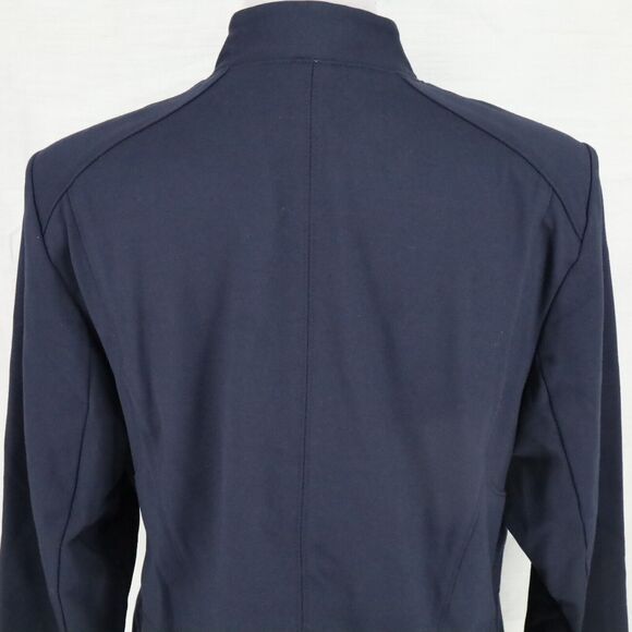 Lane Bryant Jacket Womens 16 Navy Blue Hook Eye Stretch Knit Silver Buttons - Picture 9 of 16